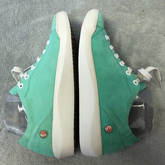 Softinos Isla Washed Comfort Lace Up Green Leather Sneakers - Picture 4 of 14
